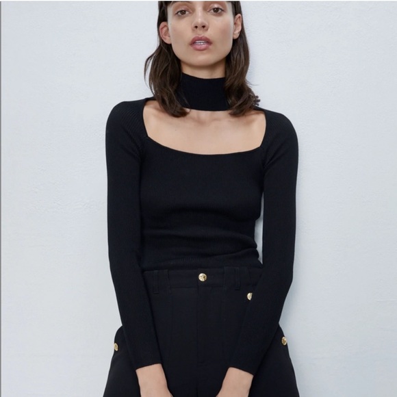 Zara - Open Neck Sweater Top - Picture 1 of 3